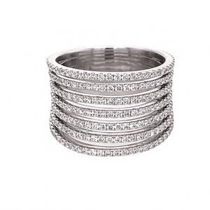 NEW NORMANI women's 7 row wide vertebrae diamond ring in white